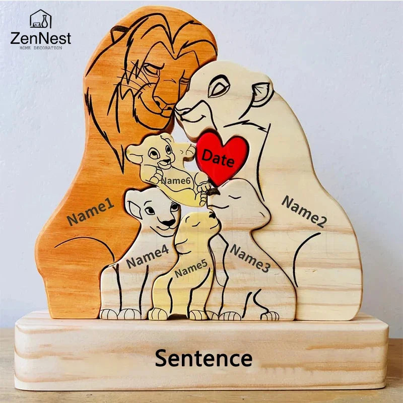 Puzzle familial en bois d'art personnalisé, puzzle de nom